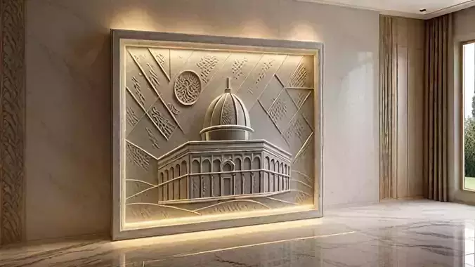3d modern Dome of the Rock 3D Wall Panel Relief CNC 02 