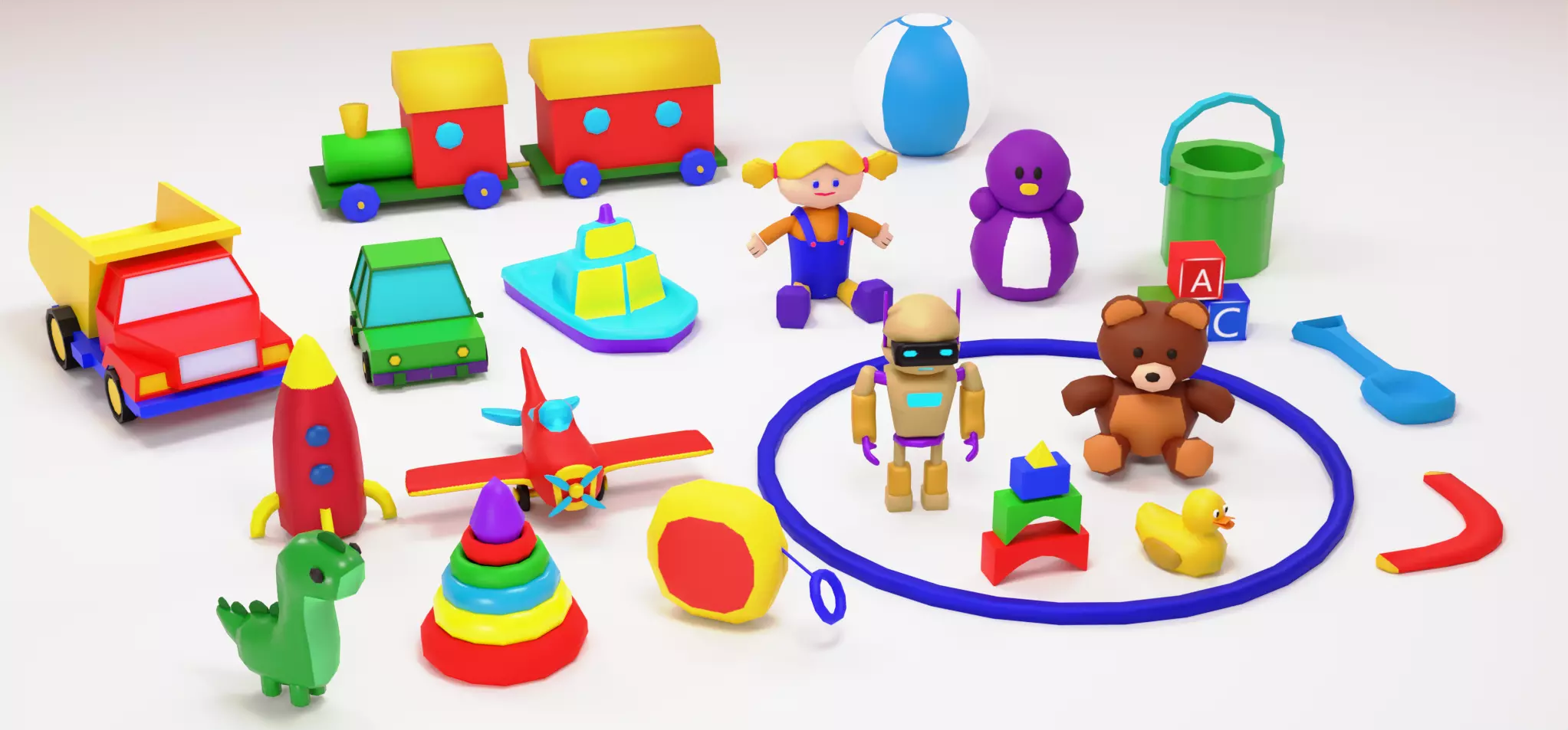 Lowpoly cartoon toys Pack Low-poly 3D model_0