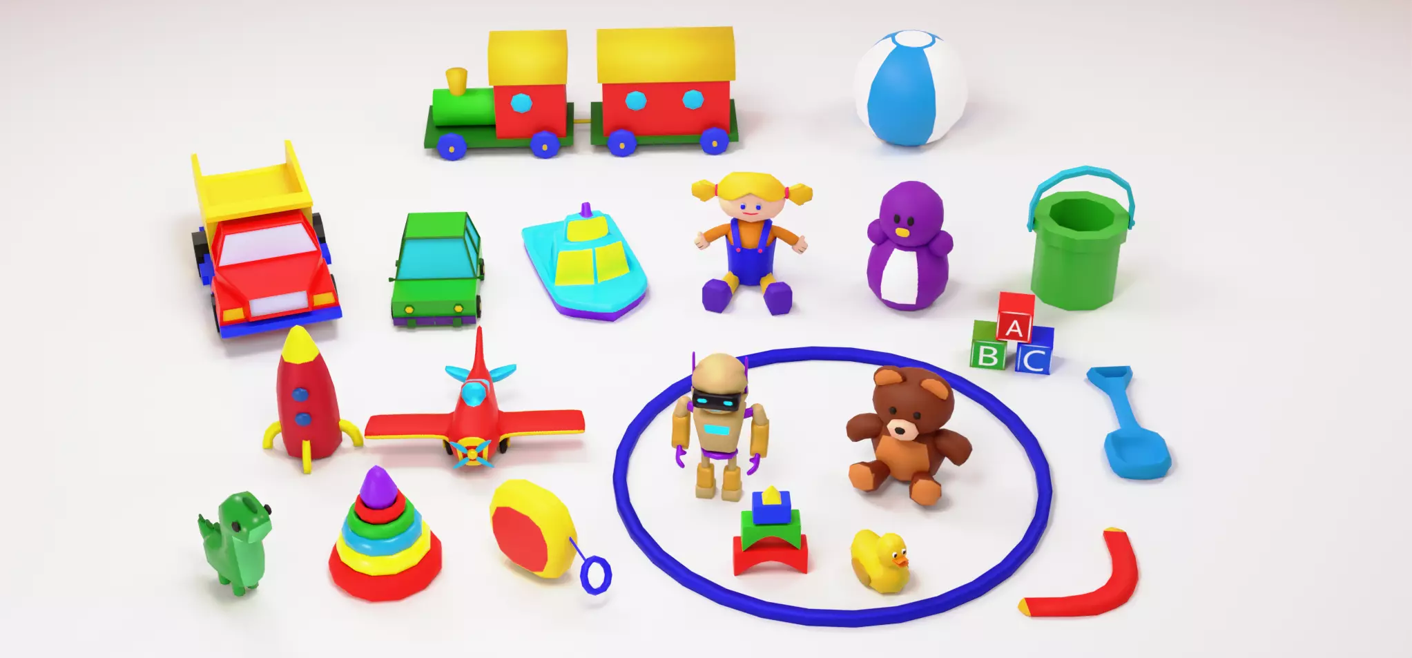 Lowpoly cartoon toys Pack Low-poly 3D model_3