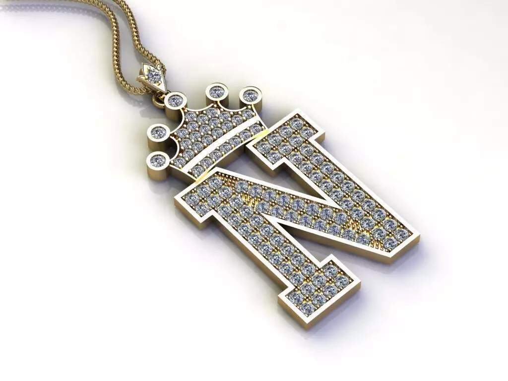 Diamond Font Style Pendant N 3D print model_0