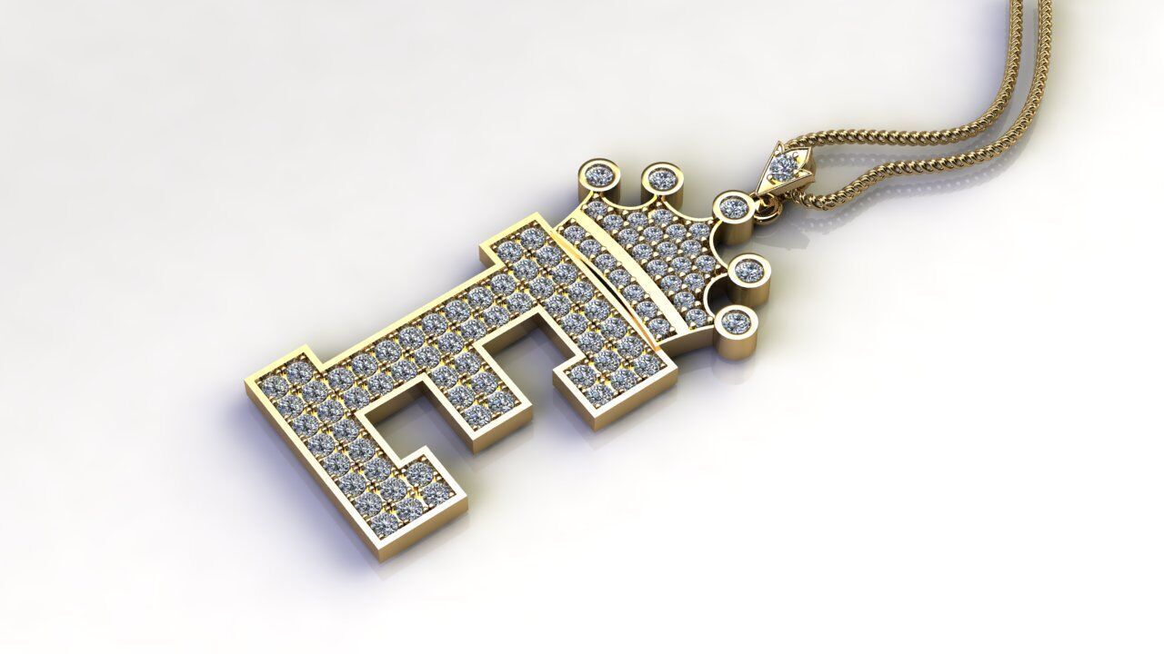 Diamond Font Style Pendant E 3D print model_4