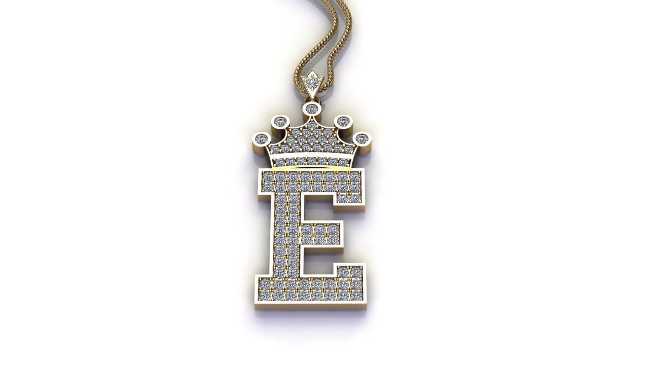 Diamond Font Style Pendant E 3D print model_3