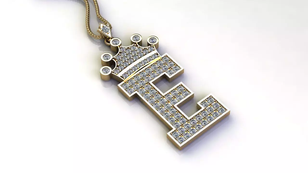 Diamond Font Style Pendant E 3D print model_0