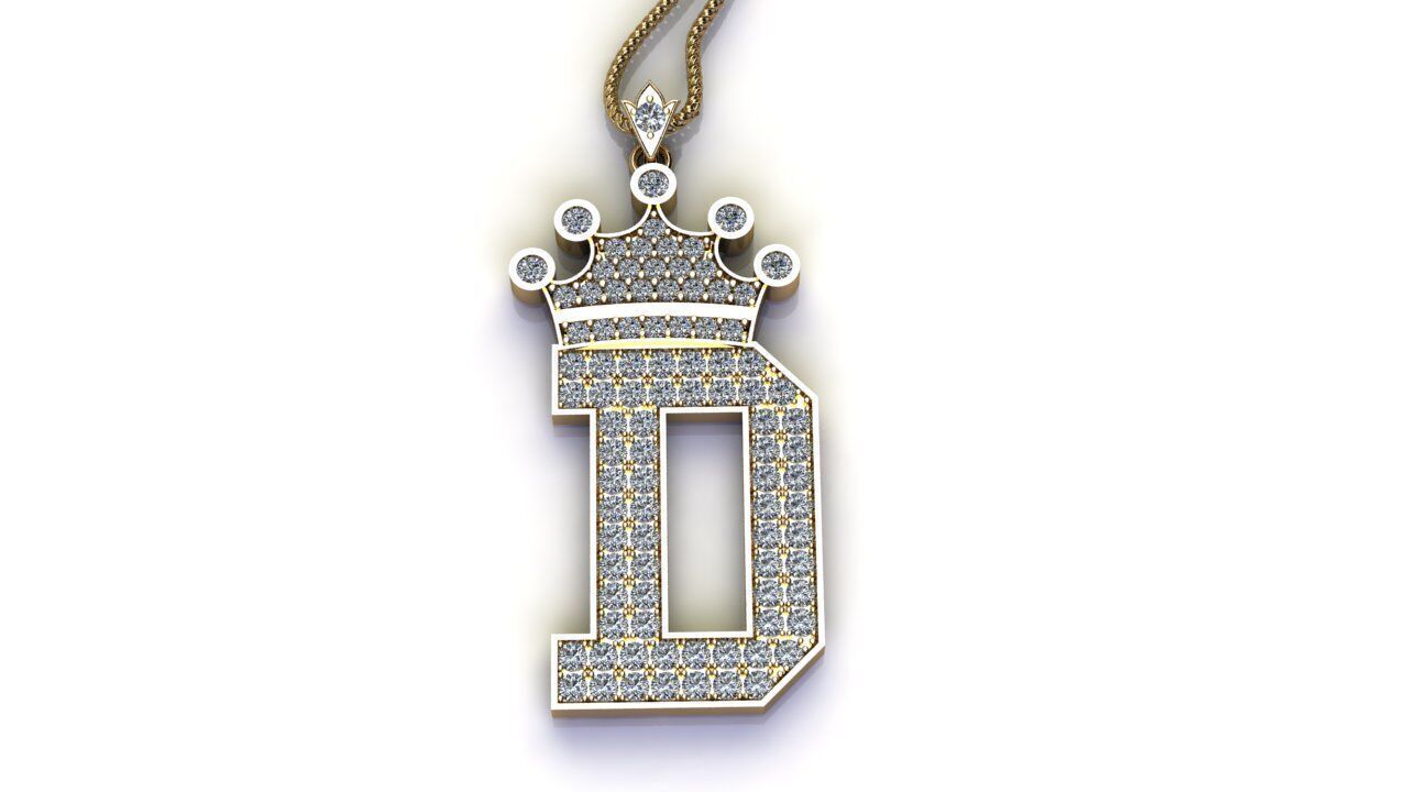 Diamond Font Style Pendant D 3D print model_2