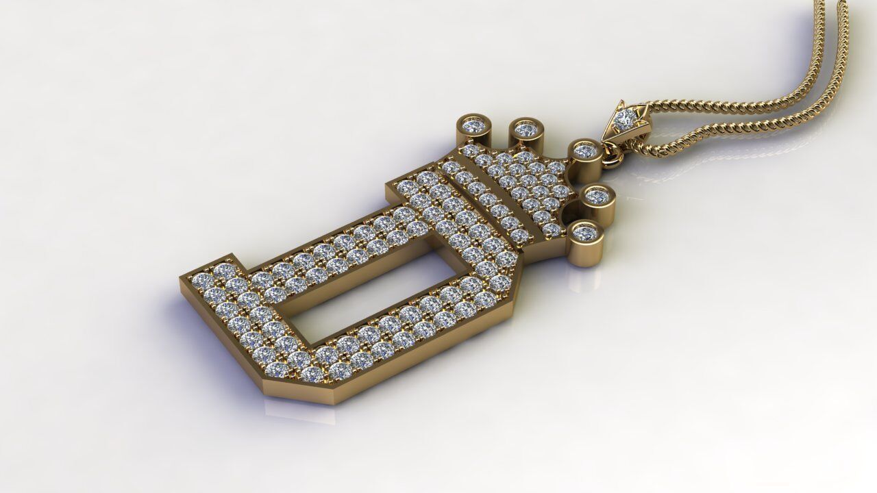 Diamond Font Style Pendant D 3D print model_3