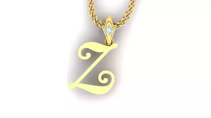 Light Gold Fancy Font Pendant Z
