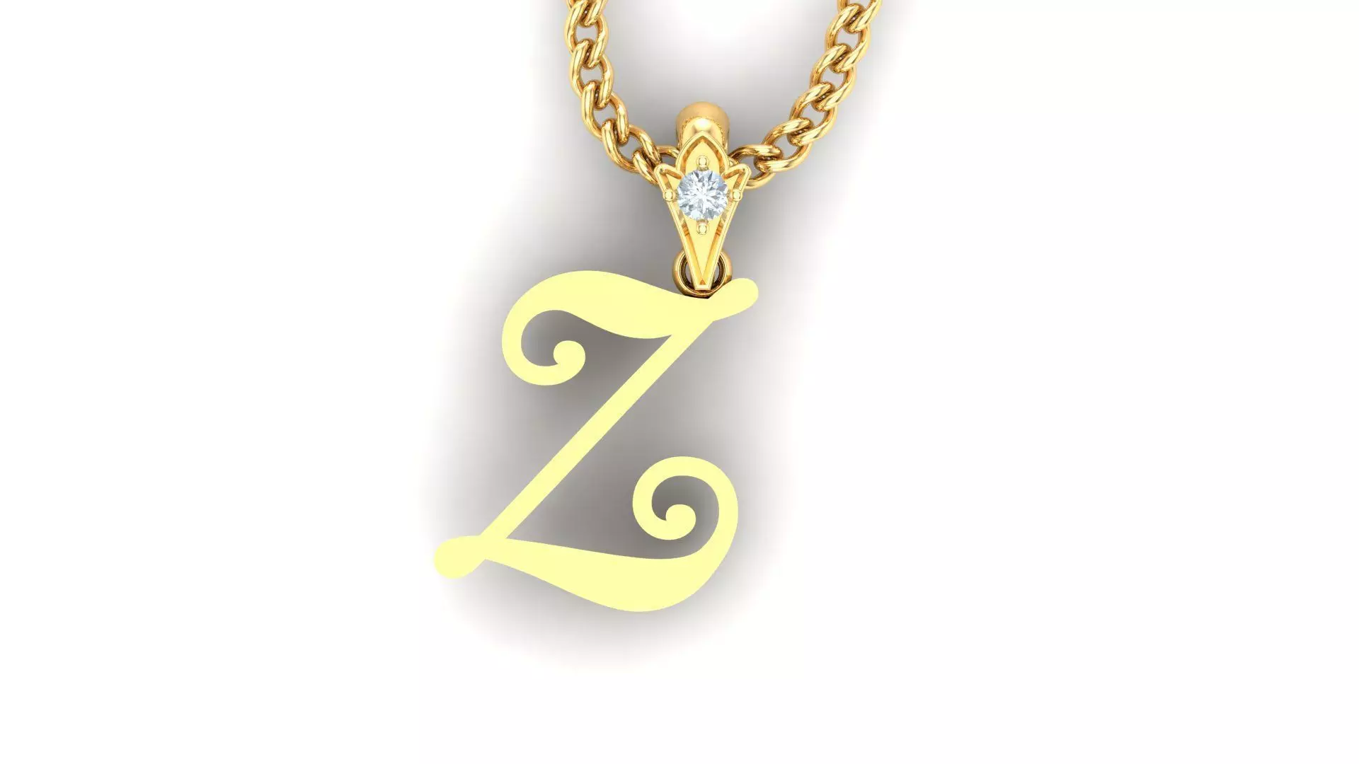 Light Gold Fancy Font Pendant Z 3D print model_0