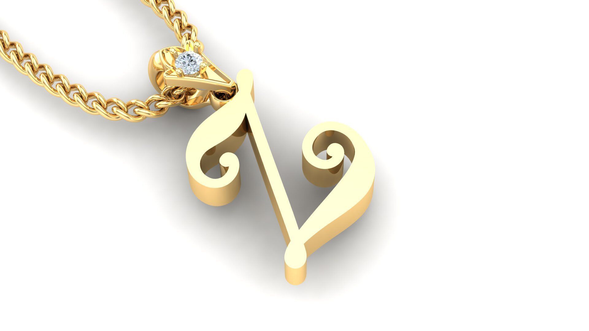 Light Gold Fancy Font Pendant Z 3D print model_1