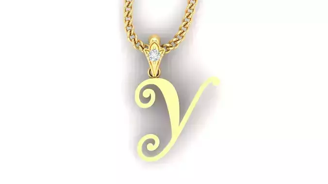 Light Gold Fancy Font Pendant Y