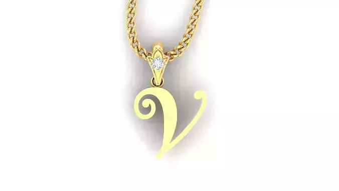 Light Gold Fancy Font Pendant V