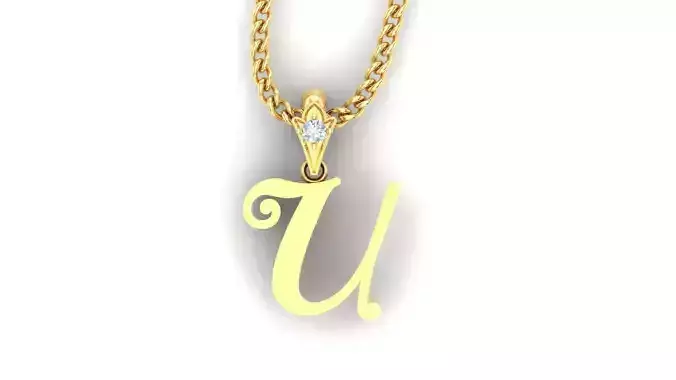 Light Gold Fancy Font Pendant U 3D print model