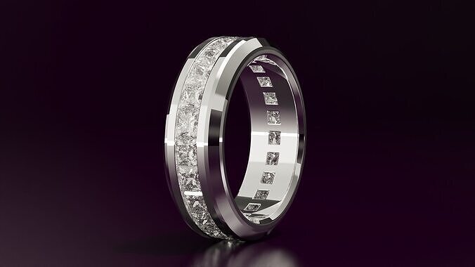 princess cut eternity ring N05 52EU size 3D print model