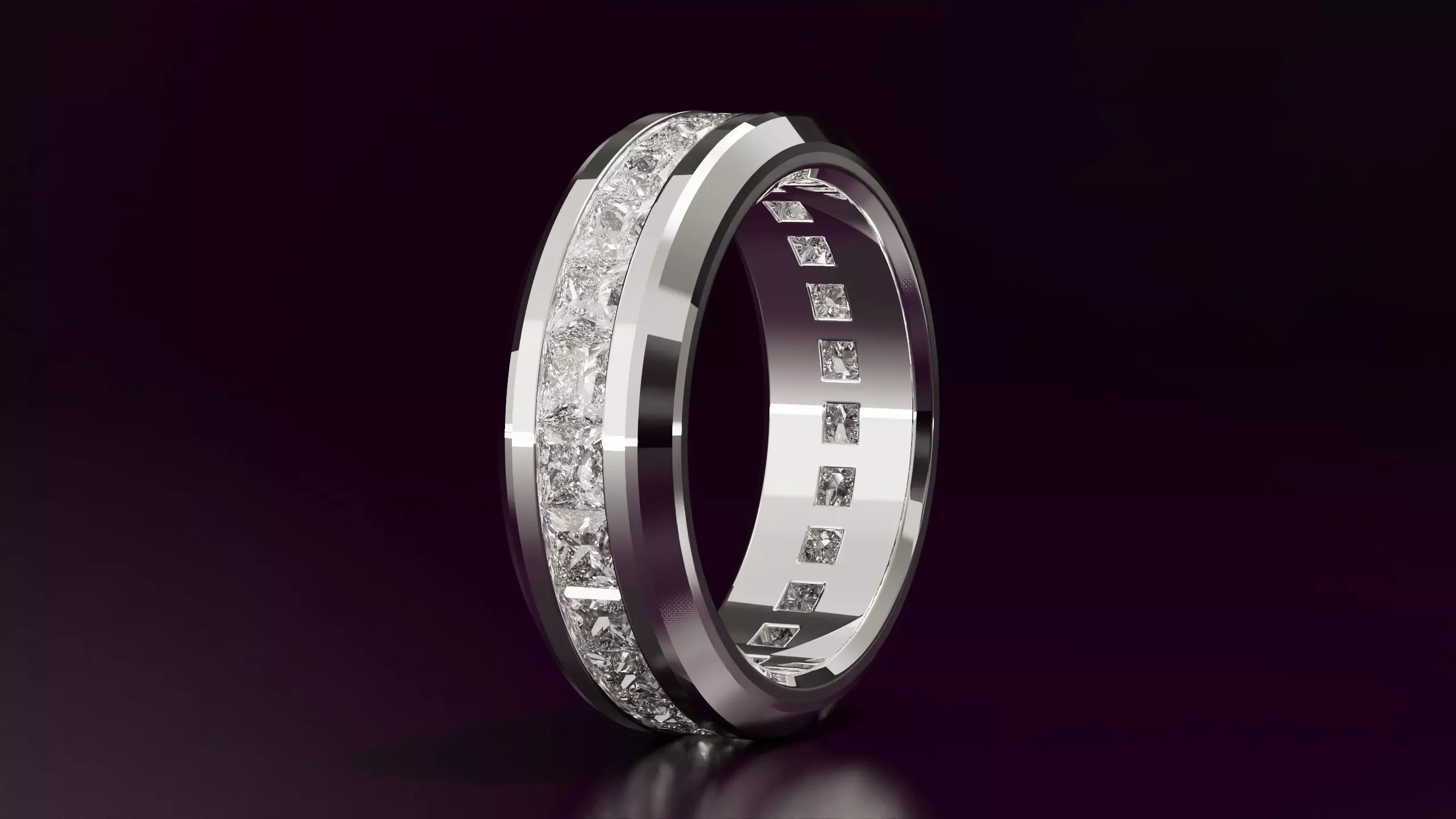 princess cut eternity ring N05 52EU size 3D print model