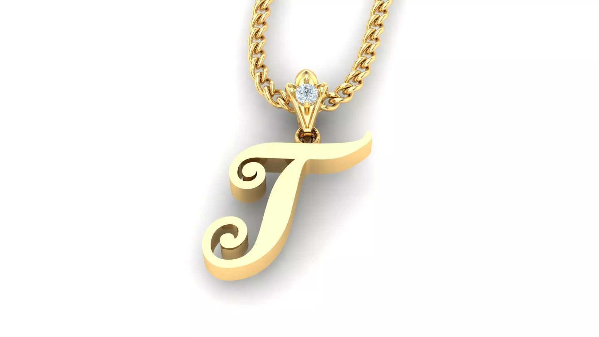 Light Gold Fancy Font Pendant T 3D print model_0