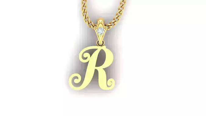 Light Gold Fancy Font Pendant R
