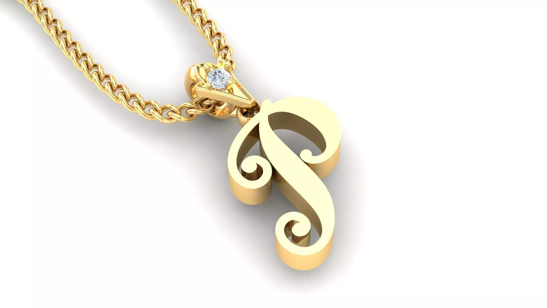 Light Gold Fancy Font Pendant P 3D print model_0