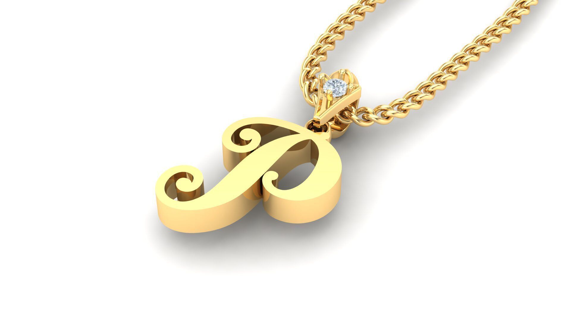 Light Gold Fancy Font Pendant P 3D print model_2