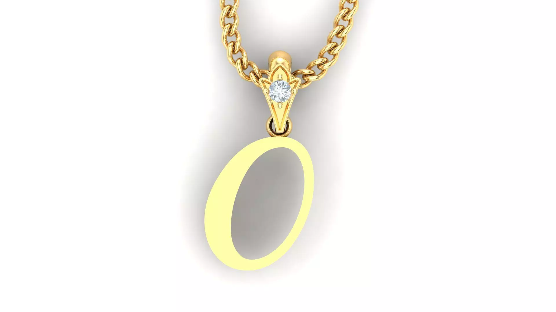 Light Gold Fancy Font Pendant O 3D print model_0