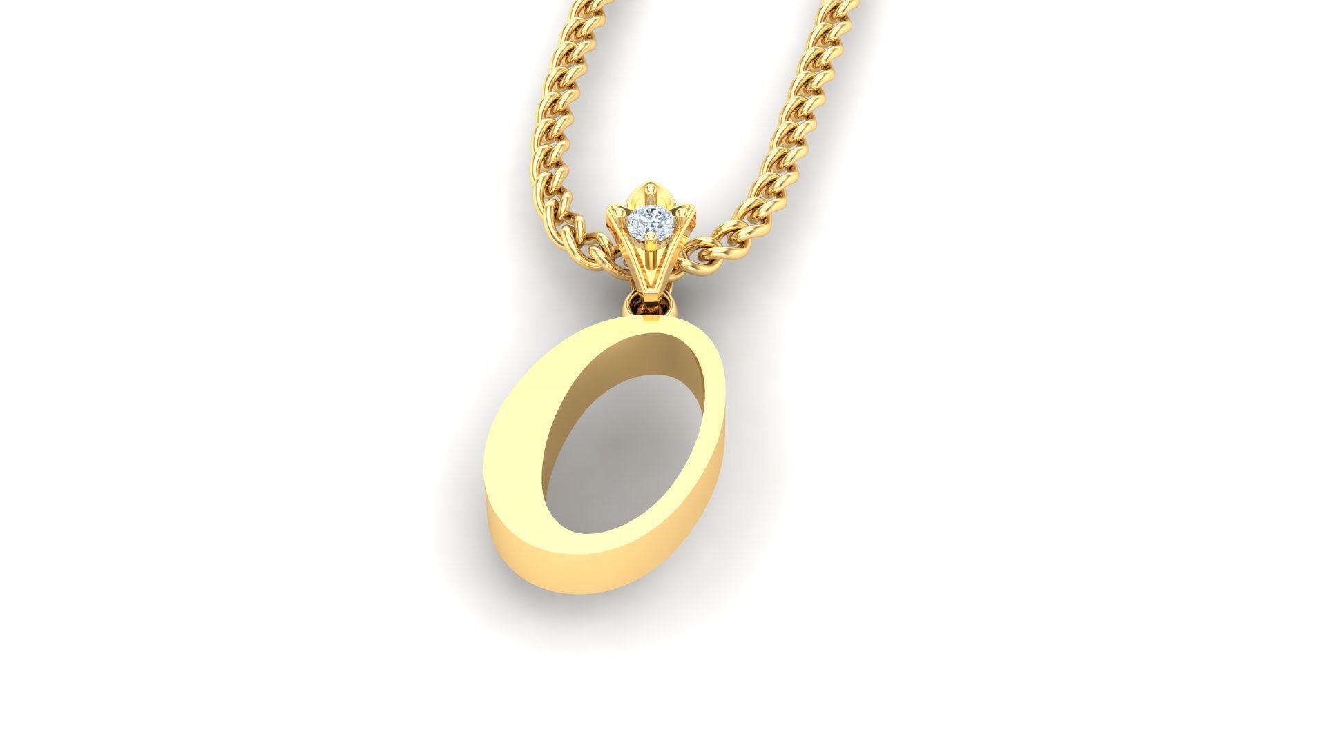Light Gold Fancy Font Pendant O 3D print model_2