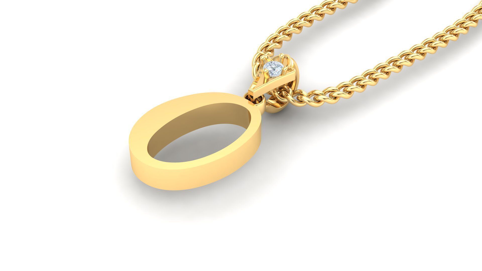 Light Gold Fancy Font Pendant O 3D print model_1