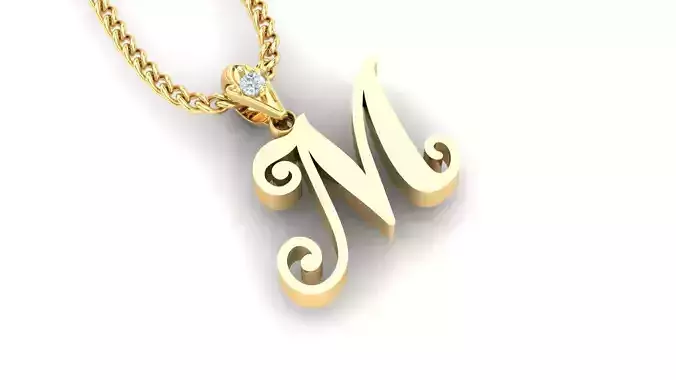 Light Gold Fancy Font Pendant M
