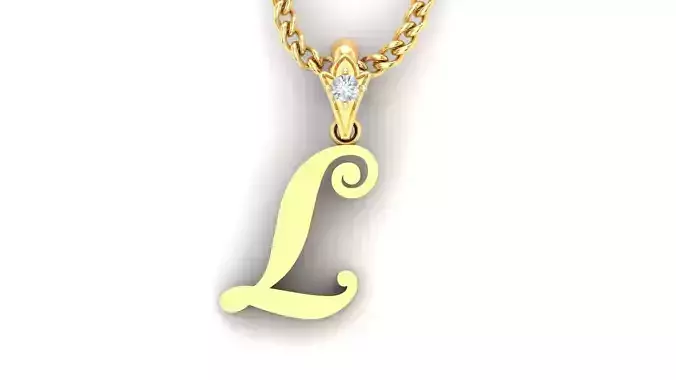 Light Gold Fancy Font Pendant L