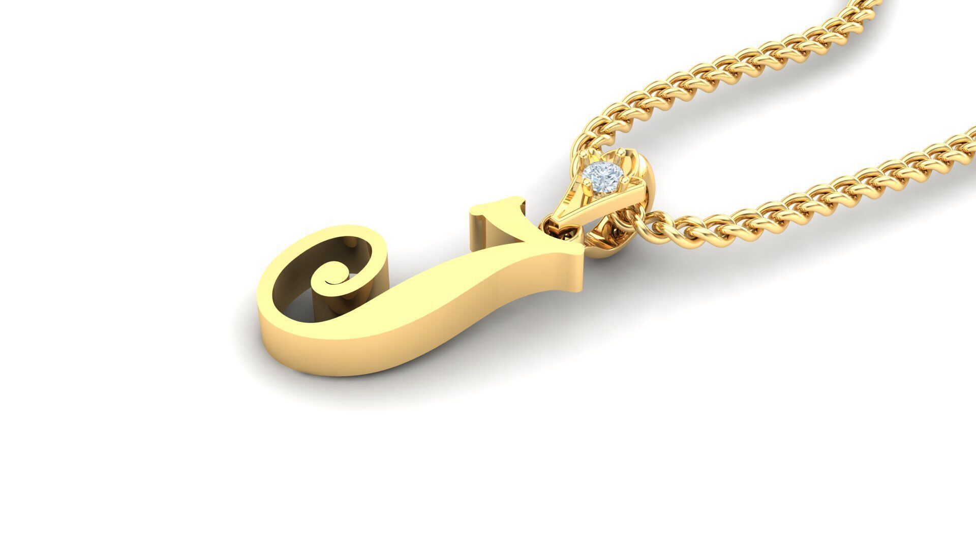 Light Gold Fancy Font Pendant J 3D print model_1