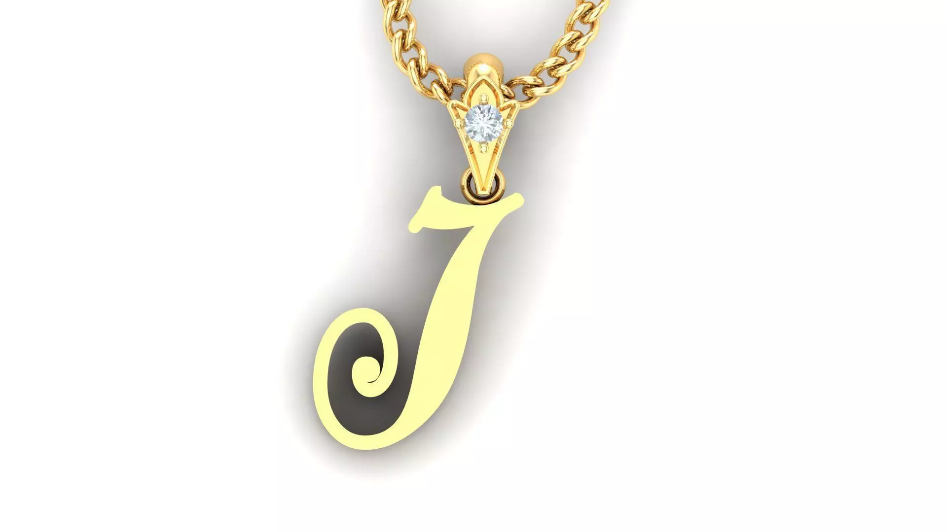 Light Gold Fancy Font Pendant J 3D print model_0