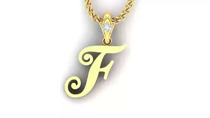 Light Gold Fancy Font Pendant F