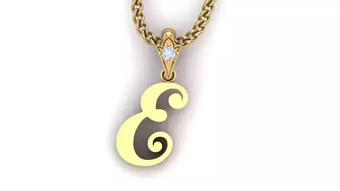 Light Gold Fancy Font Pendant E 3D print model