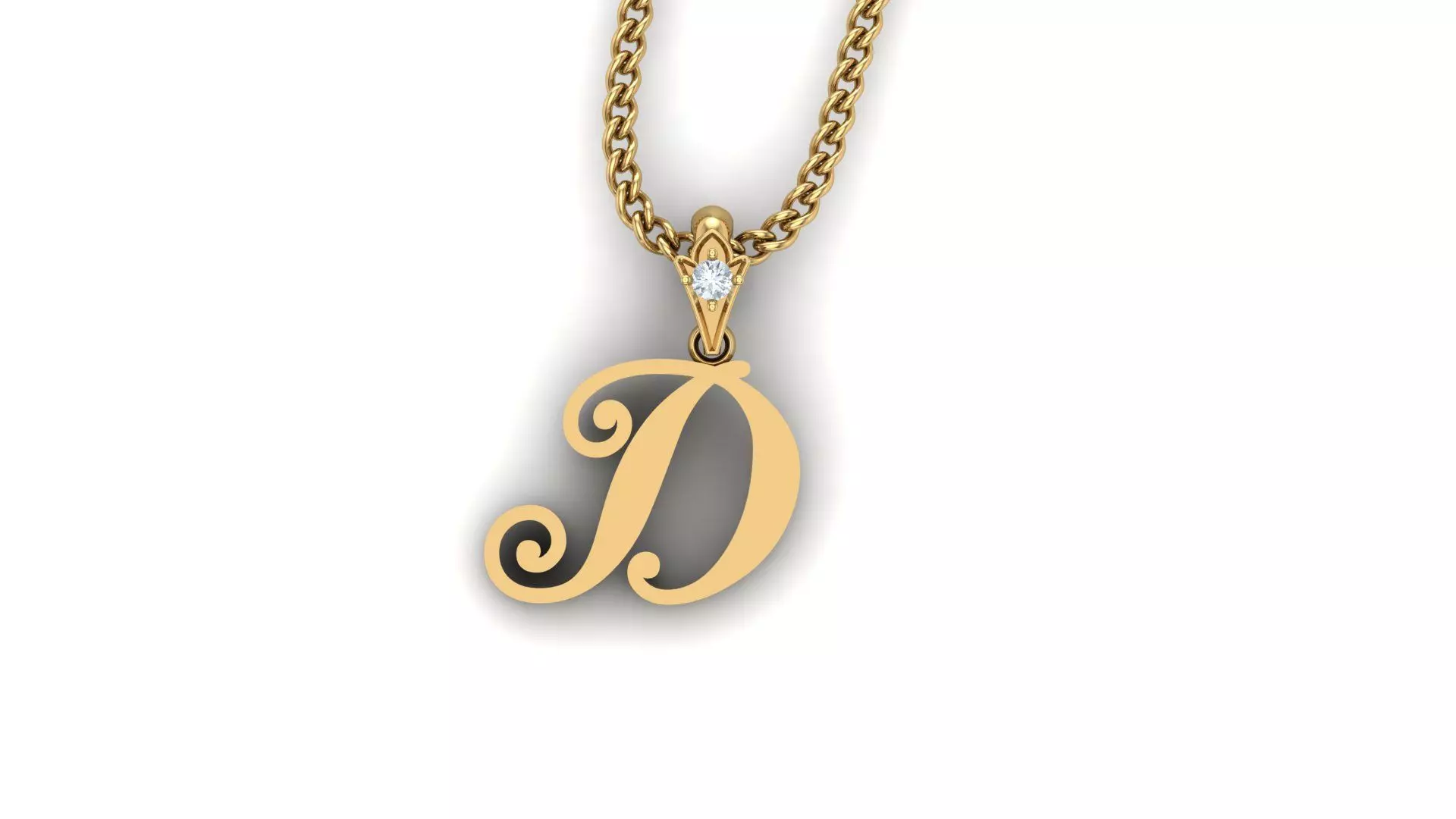 Light Gold Fancy Font Pendant D 3D print model_0
