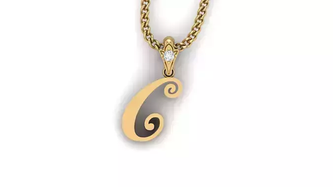 Light Gold Fancy Font Pendant C 3D print model