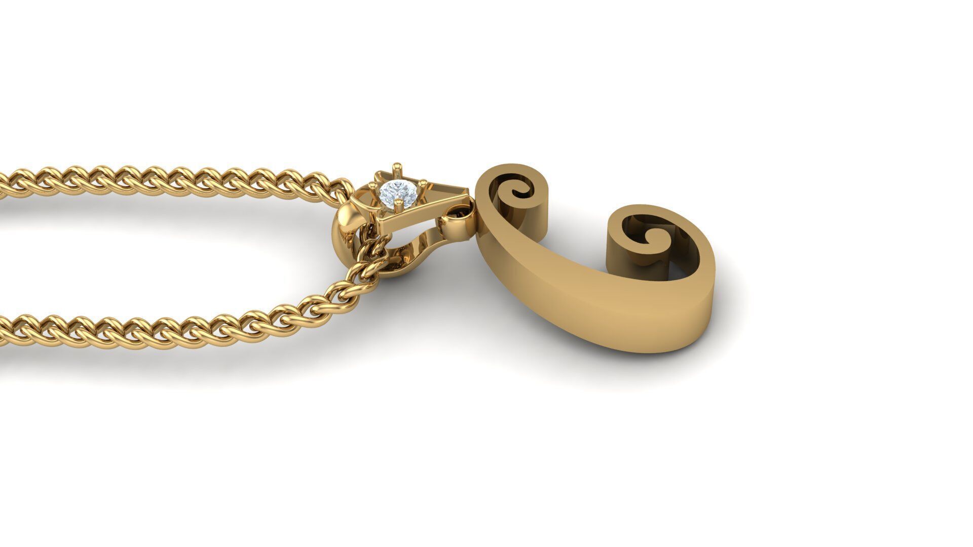 Light Gold Fancy Font Pendant C 3D print model_2