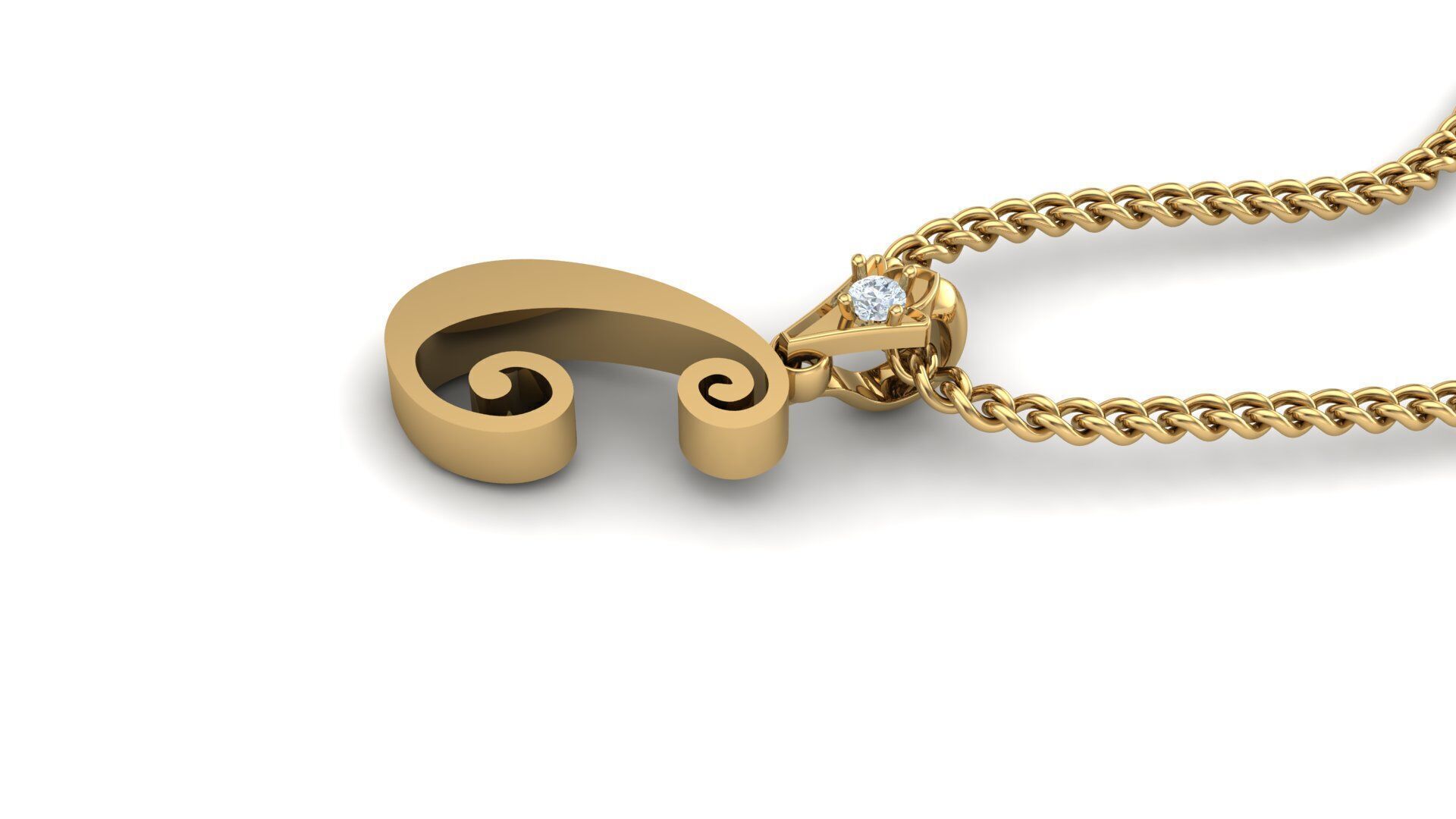 Light Gold Fancy Font Pendant C 3D print model_4