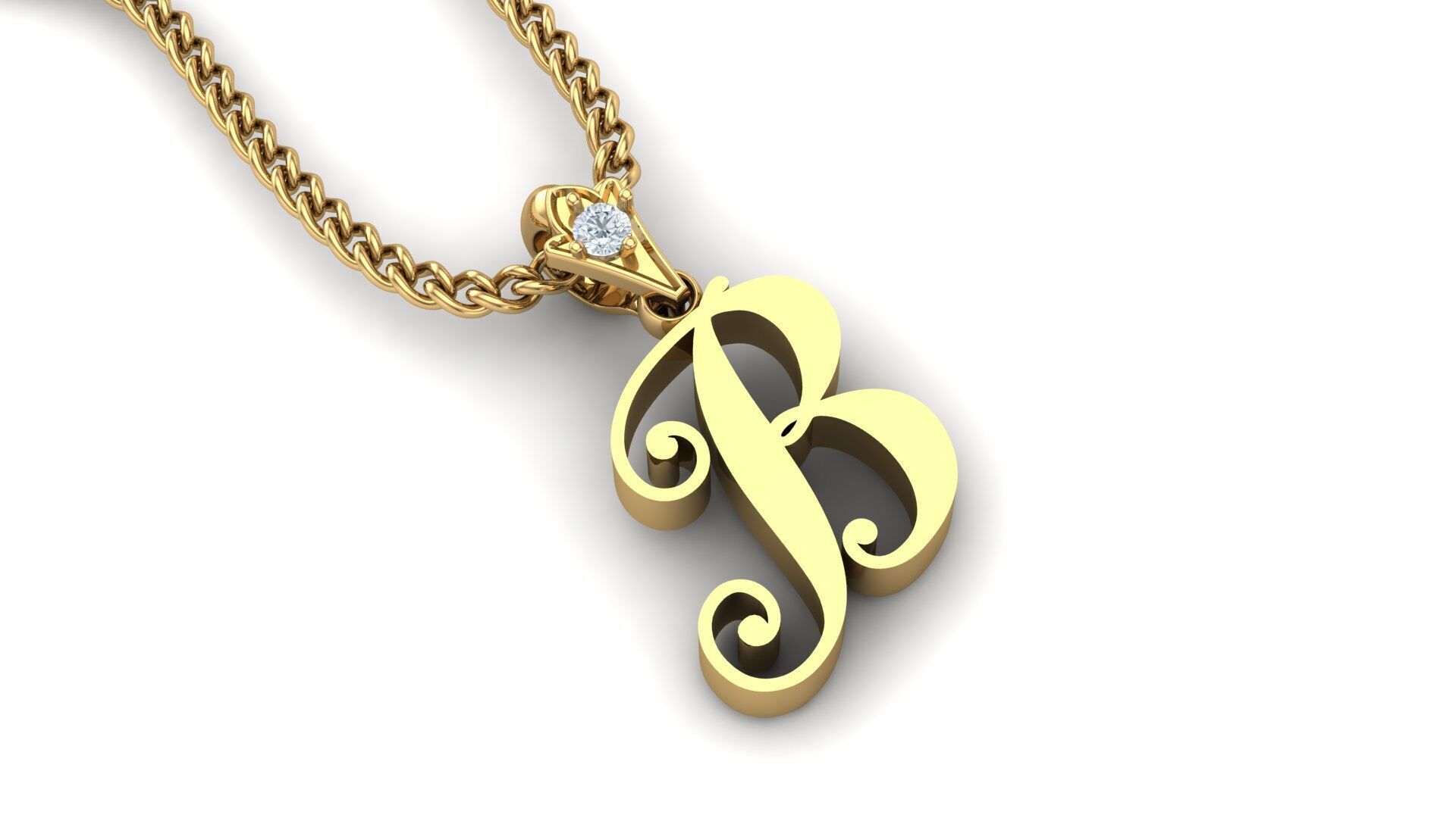 Light Gold Fancy Font Pendant B 3D print model_1