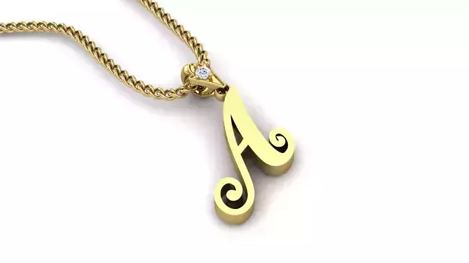 Light Gold Fancy Font Pendant A 3D print model