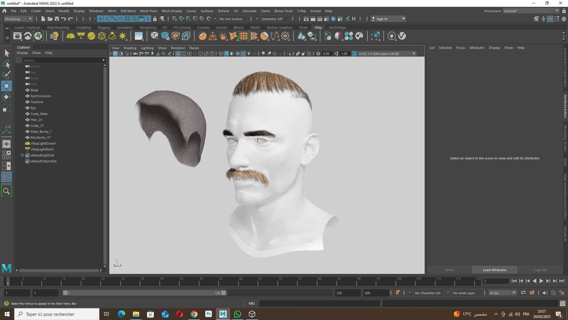 Military Fade with Mustache - Realistic 3D Male Hair Low-poly 3D model_13