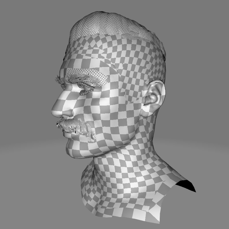 Military Fade with Mustache - Realistic 3D Male Hair Low-poly 3D model_18