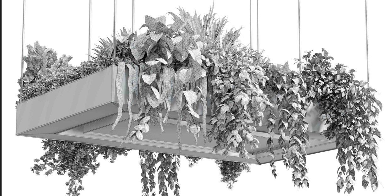 Rectangle pot light pendant plant light hanging   22  3D model_6