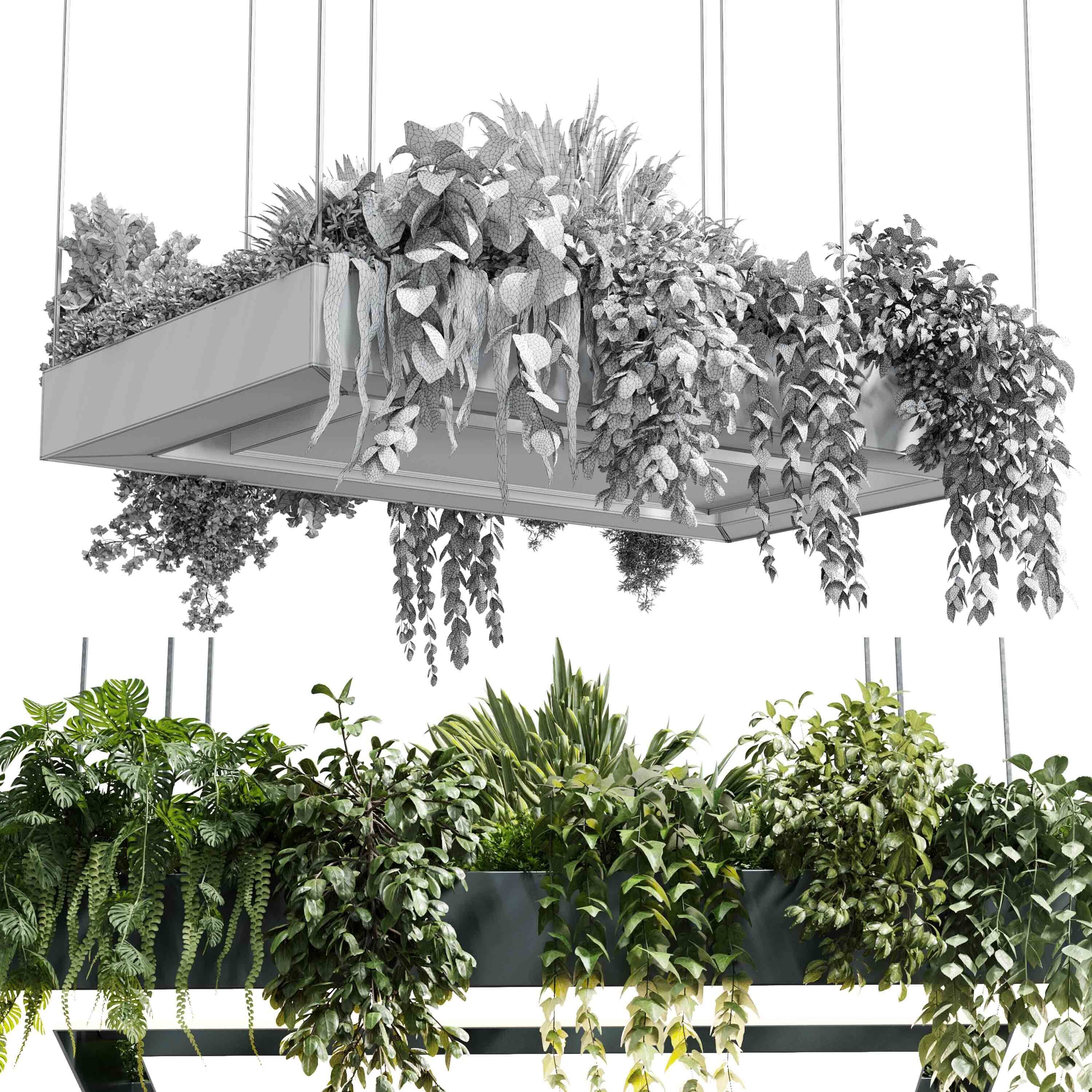 Rectangle pot light pendant plant light hanging   22  3D model_7