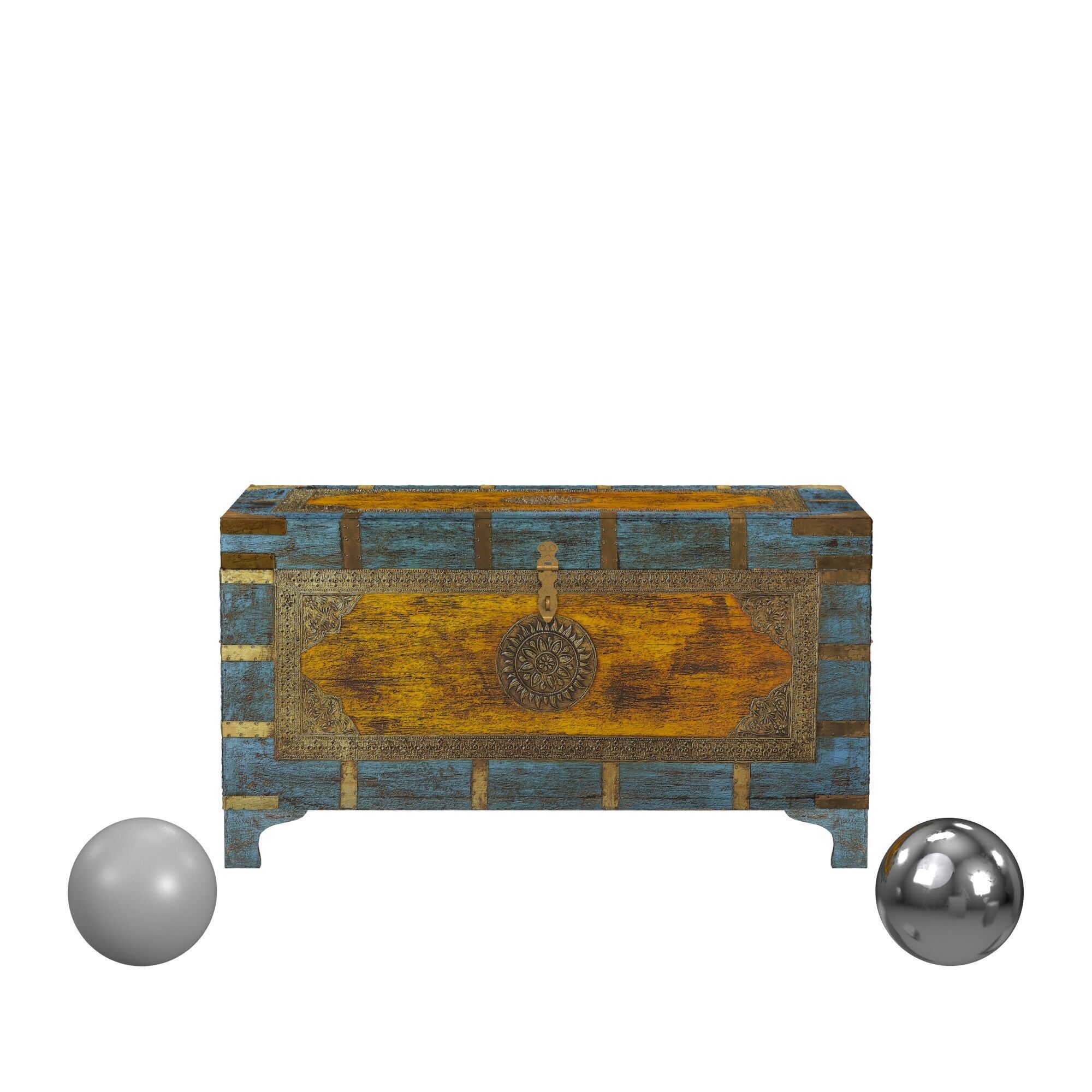 Butler Nador Painted Brass Inlay Storage Trunk 3D model_1