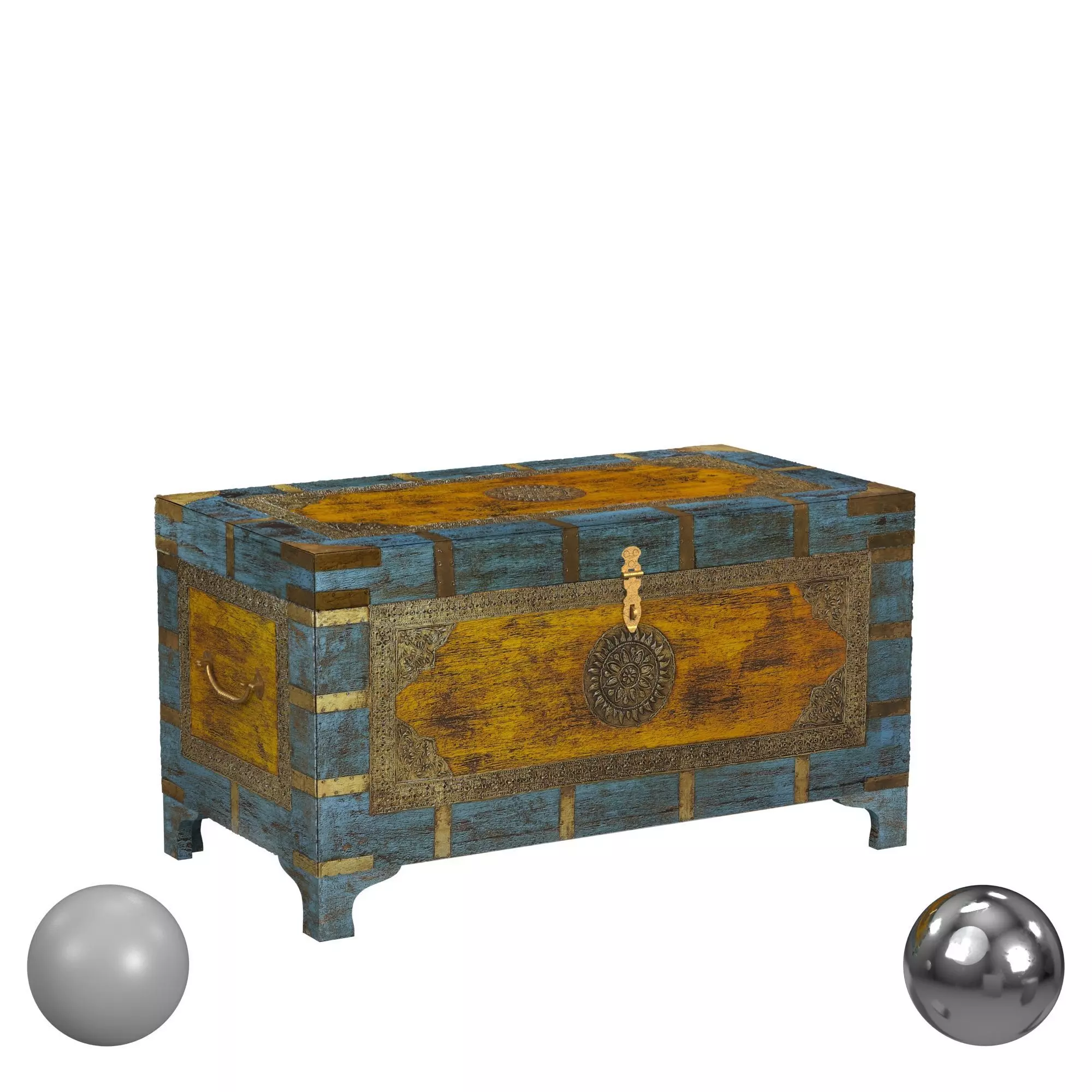 Butler Nador Painted Brass Inlay Storage Trunk 3D model_0