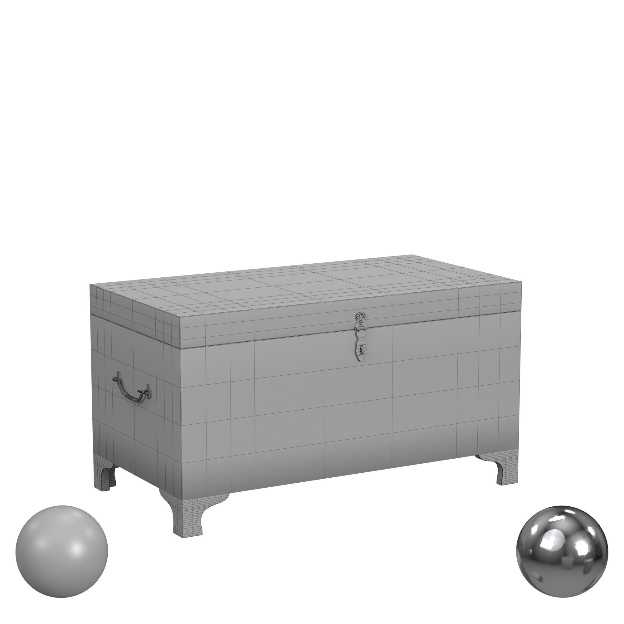 Butler Nador Painted Brass Inlay Storage Trunk 3D model_3