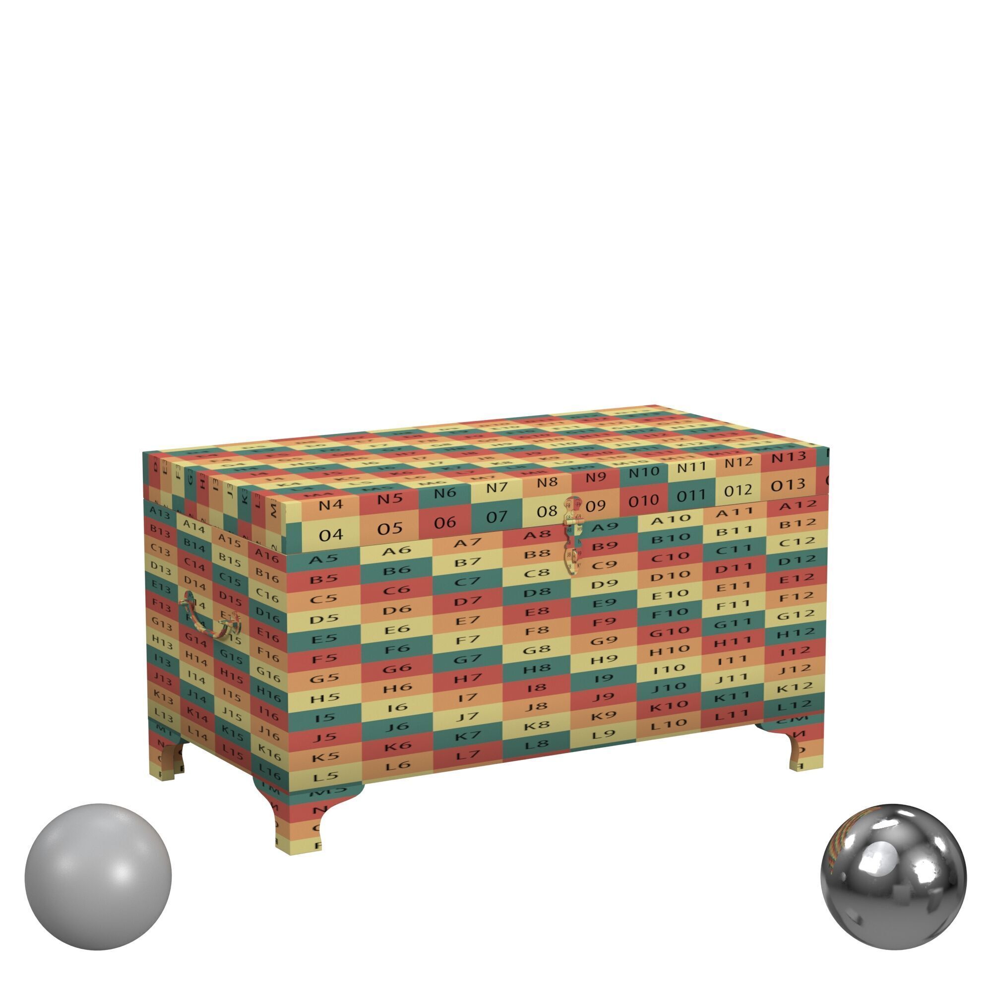 Butler Nador Painted Brass Inlay Storage Trunk 3D model_2