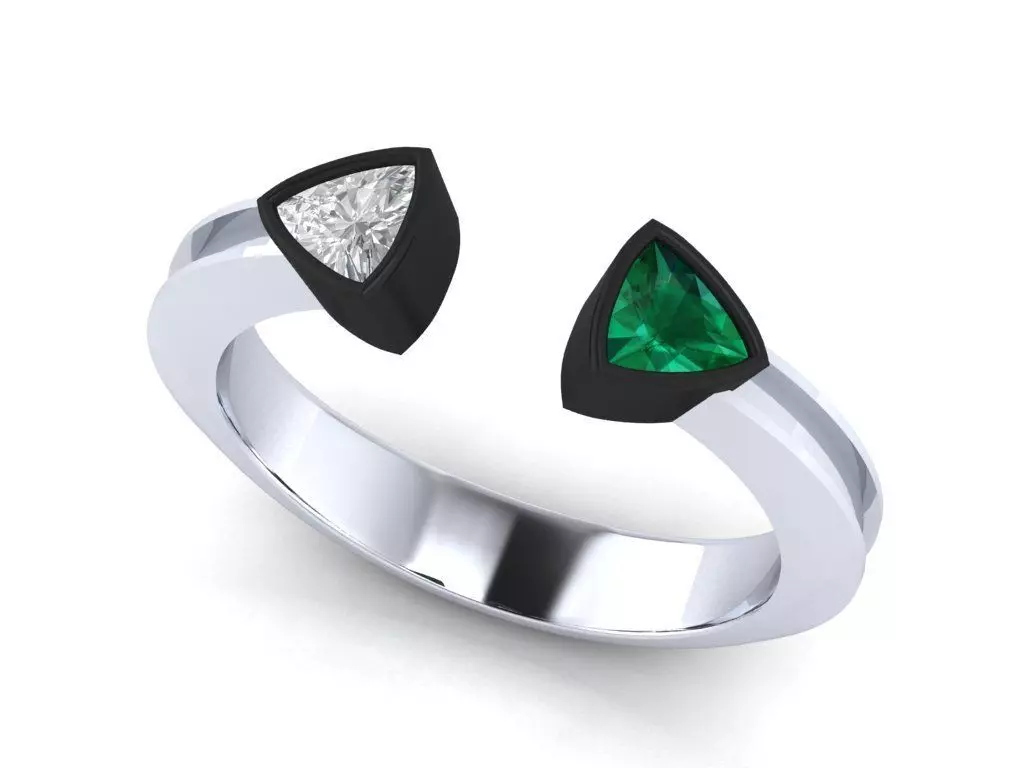 Modern Twin Trillion Gemstone Ring Design 3D Model Free 3D print model