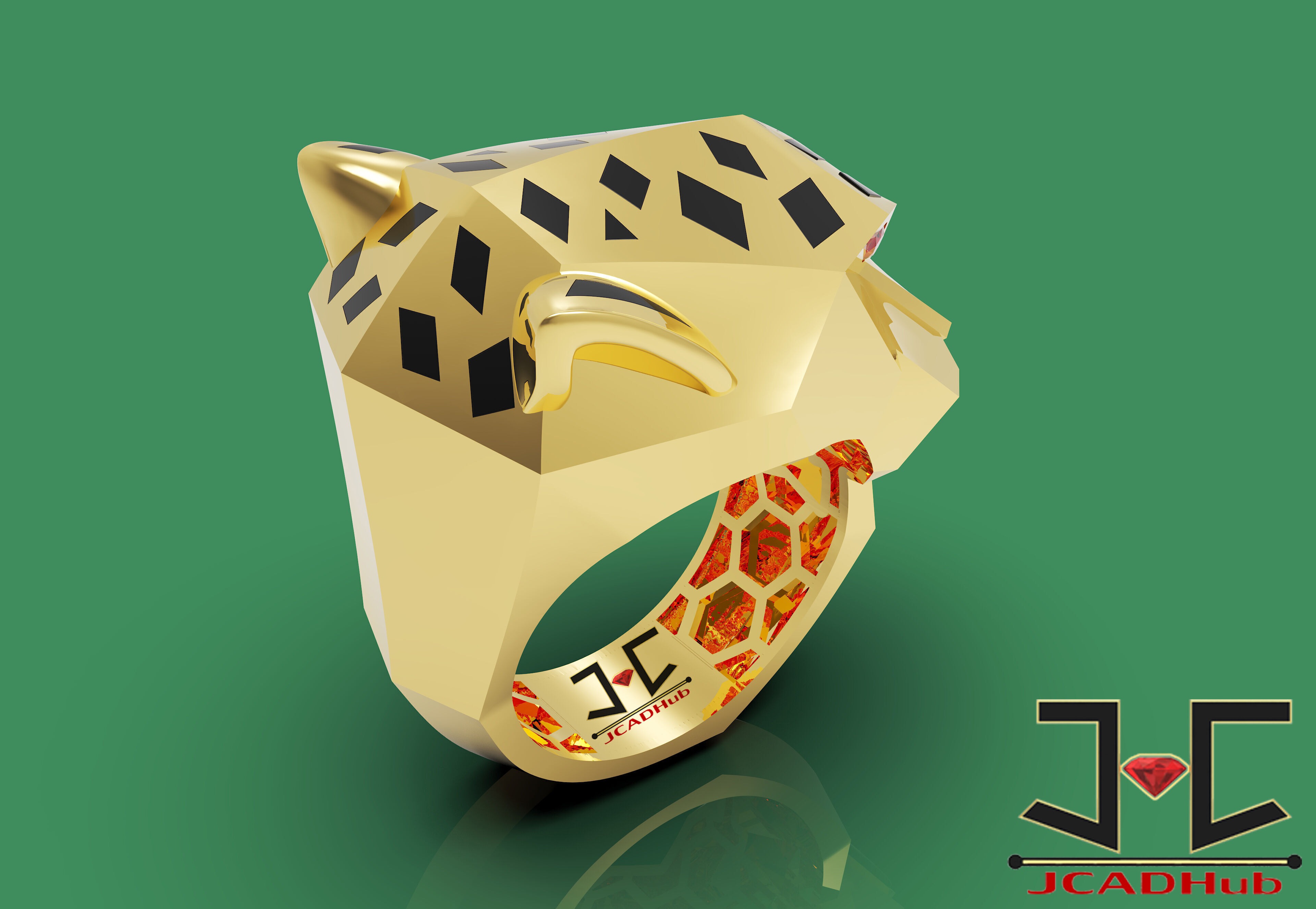 0220 - PantheR-R Ring with Back Jali - JCADHub 3D print model_5