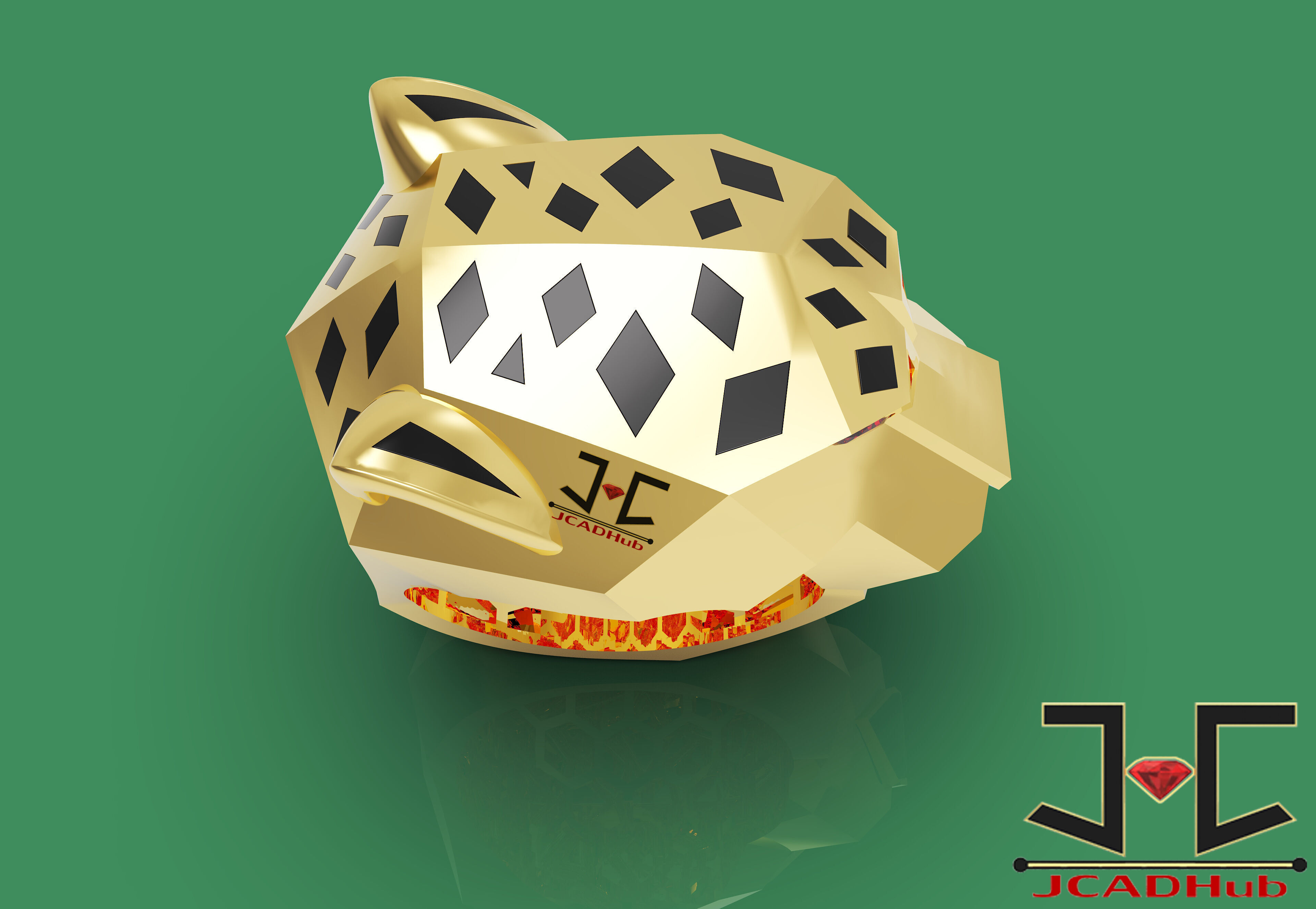 0220 - PantheR-R Ring with Back Jali - JCADHub 3D print model_6