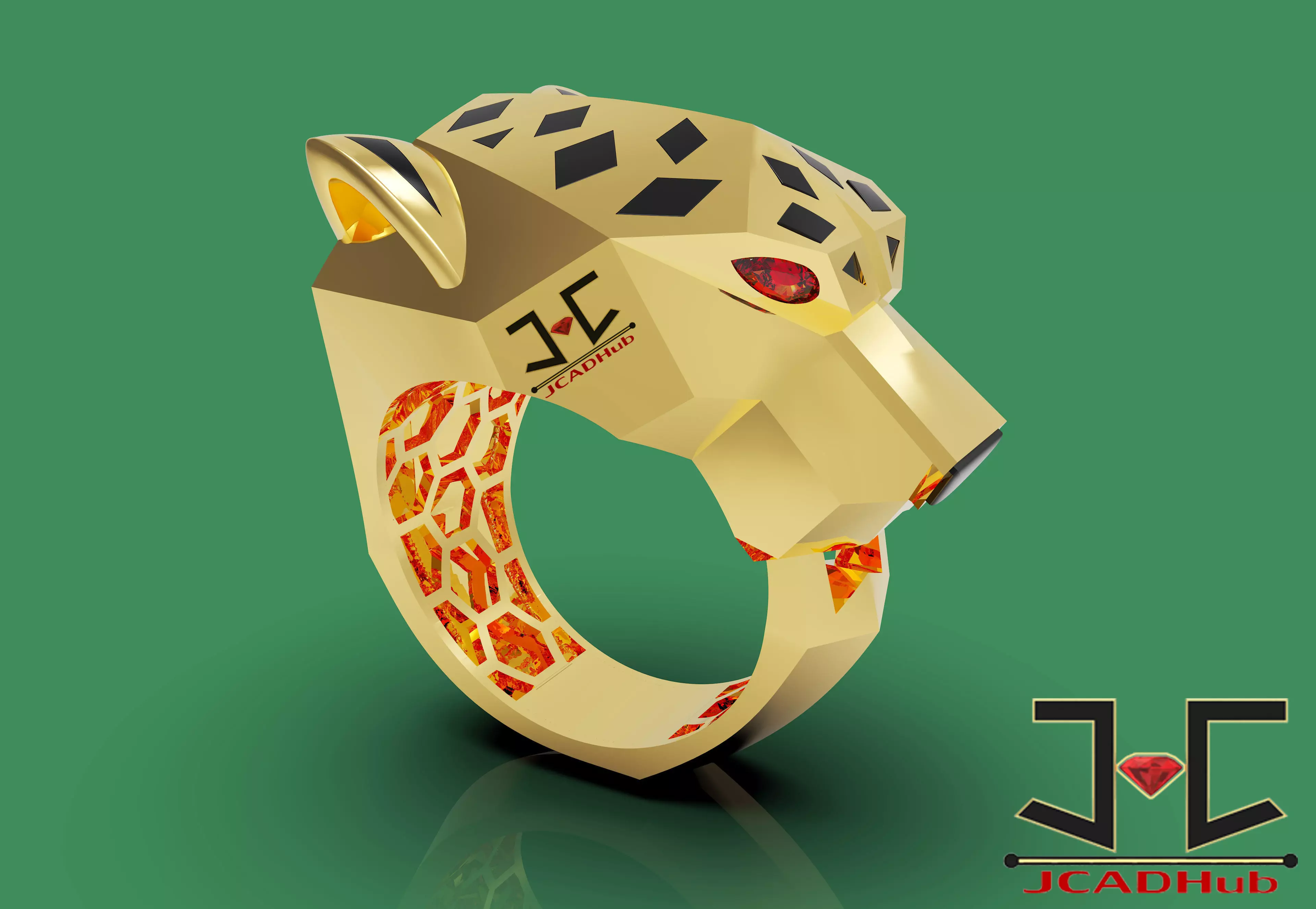 0220 - PantheR-R Ring with Back Jali - JCADHub 3D print model_0