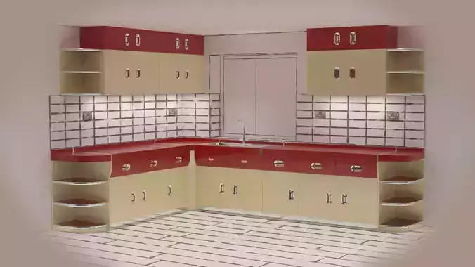 English Rose 1950s Kitchen Kitbash Set