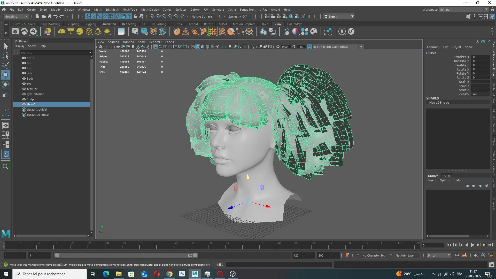 Curly Puff Pigtails with Bangs - Hair for Female Characters Low-poly 3D model_9